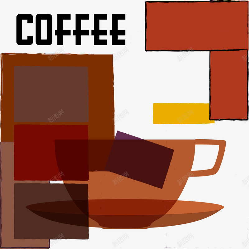 棕色咖啡背景png免抠素材_新图网 https://ixintu.com 免抠PNG 咖啡 方块 棕色 组合 背景 边框纹理