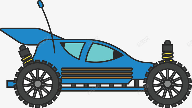 蓝色扁平遥控赛车png免抠素材_新图网 https://ixintu.com 儿童玩具 游戏 玩具车 玩耍 童年 童趣 遥控赛车