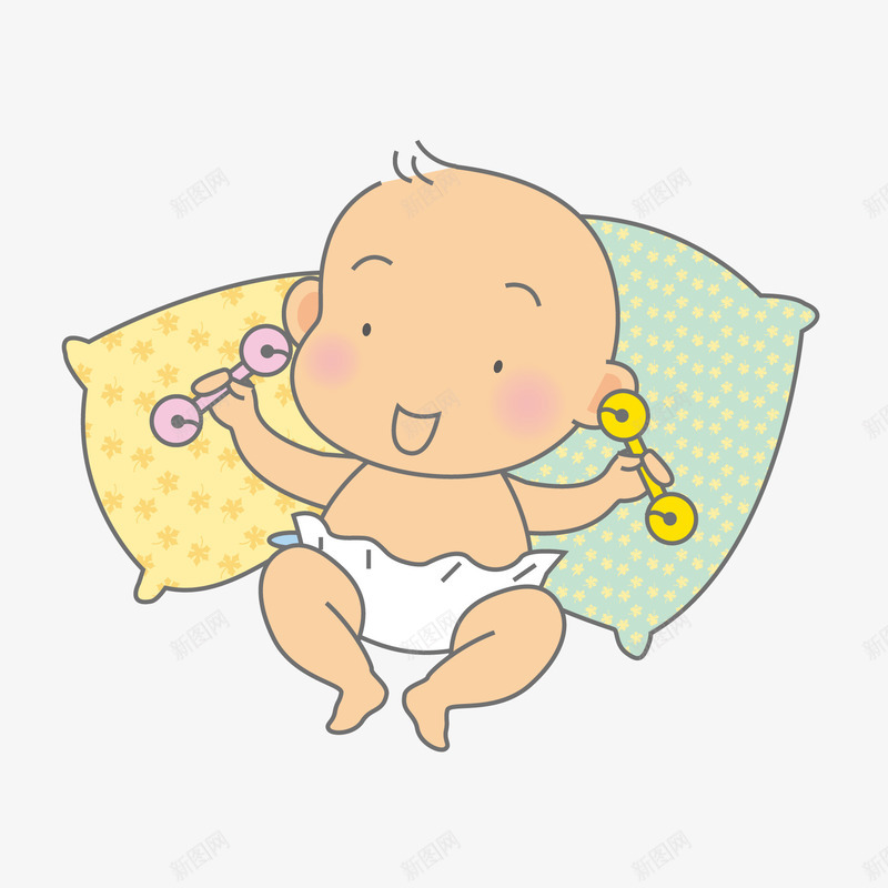 婴儿png免抠素材_新图网 https://ixintu.com 儿童 可爱 婴儿 宝宝 枕头 玩具 玩耍 顽皮宝宝