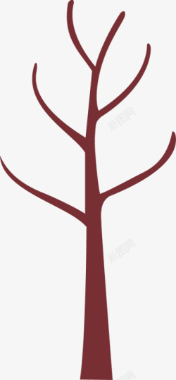 手绘红色漫画树枝素材