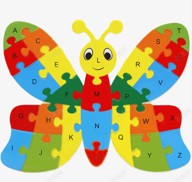 识字拼图png免抠素材_新图网 https://ixintu.com 儿童识字 彩色玩具 看图识字 蝴蝶玩具 识字玩具
