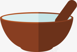 褐色小碗小勺矢量图素材