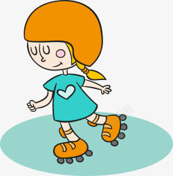 滑板鞋蓝色可爱轮滑女孩高清图片