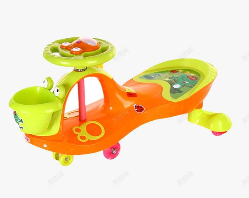 扭扭车png免抠素材_新图网 https://ixintu.com 产品产物扭扭车桔色儿童玩具