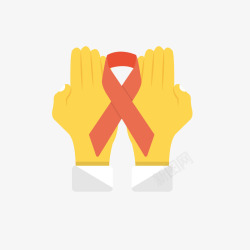双手捧着艾滋符号丝带红色矢量图素材