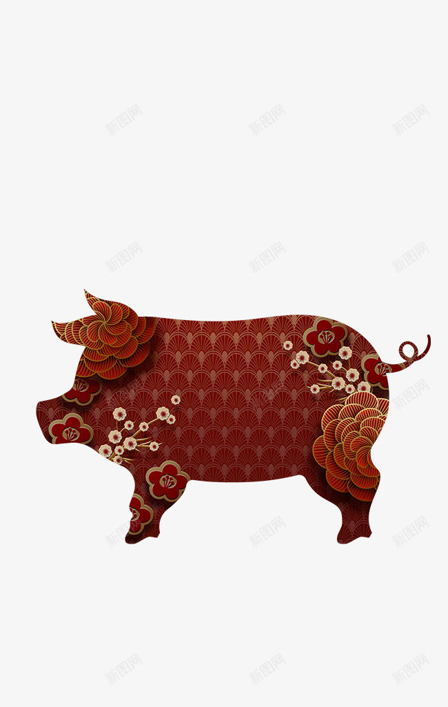 新年新春春节元素猪png免抠素材_新图网 https://ixintu.com 新年 新春 春节元素 素材猪
