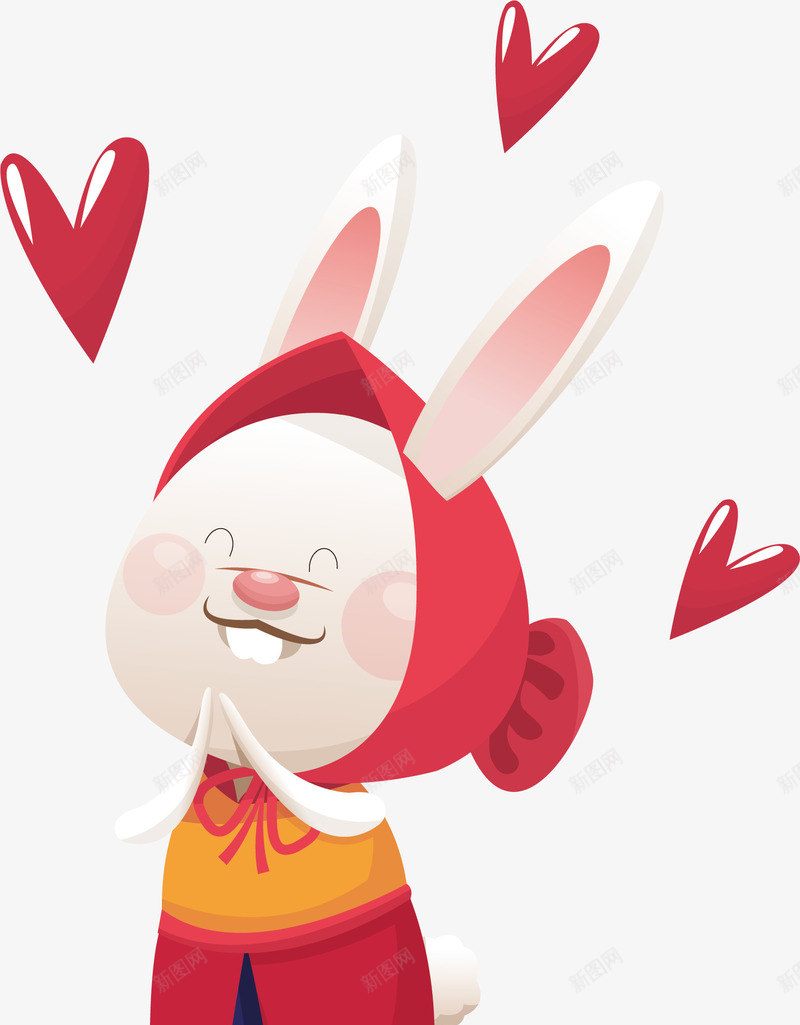 大笑兔子png免抠素材_新图网 https://ixintu.com 兔子 大白牙 帽子 手绘 爱心 粉色 长耳朵