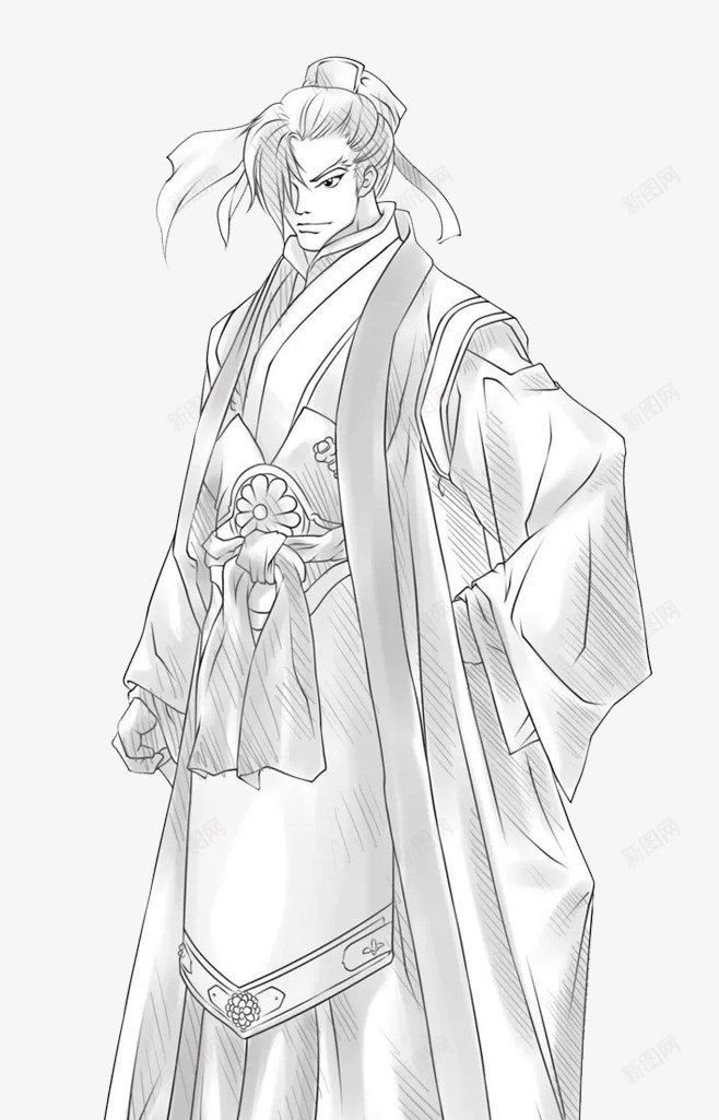 卡通手绘古代人物服饰png免抠素材_新图网 https://ixintu.com 动漫 卡通 古代服饰 古装 宽松 手绘 服装 特色 男子