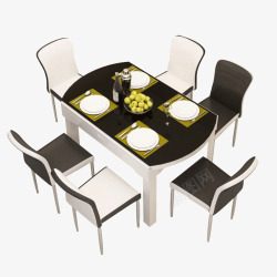 饭桌餐桌椅组合素材
