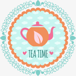 茶壶茶叶标签矢量图素材