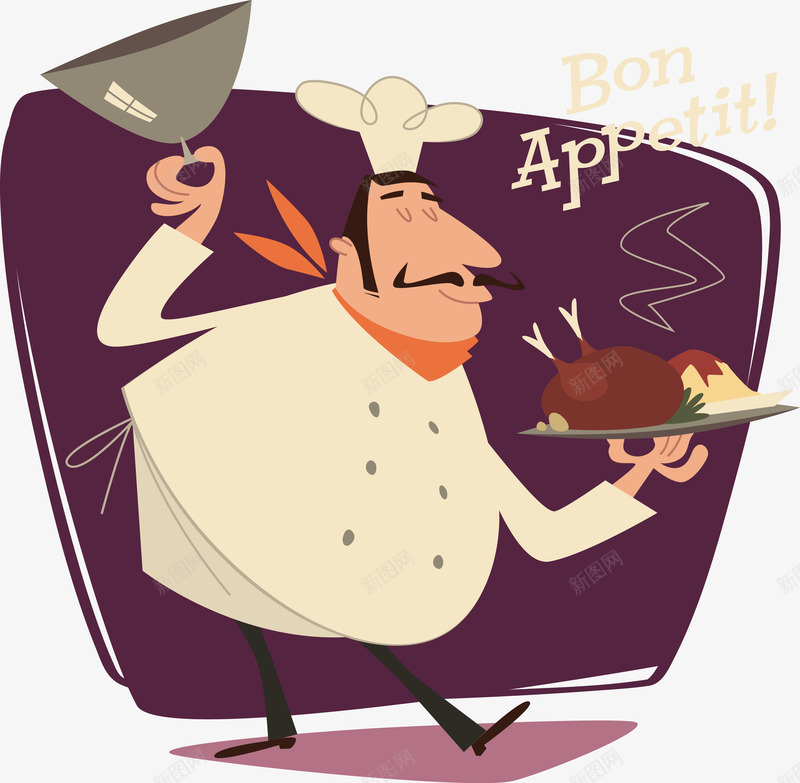 端着烧鸡的人物png免抠素材_新图网 https://ixintu.com 上菜 人物 创意设计 卡通 厨师 大厨 手势 手端着美味食物的卡通厨师 烧鸡 端菜