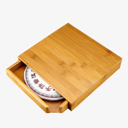 竹盒子装着茶饼的盒子高清图片