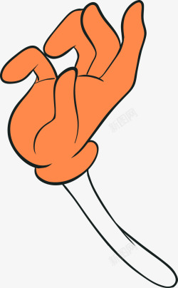 橙色手掌弯曲的卡通手指高清图片