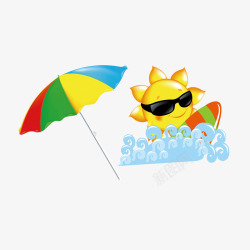 遮阳伞海浪太阳素材