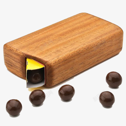 木质盒子里的巧克力png免抠素材_新图网 https://ixintu.com 圆形巧克力 巧克力豆 木质盒子 甜食 糖果