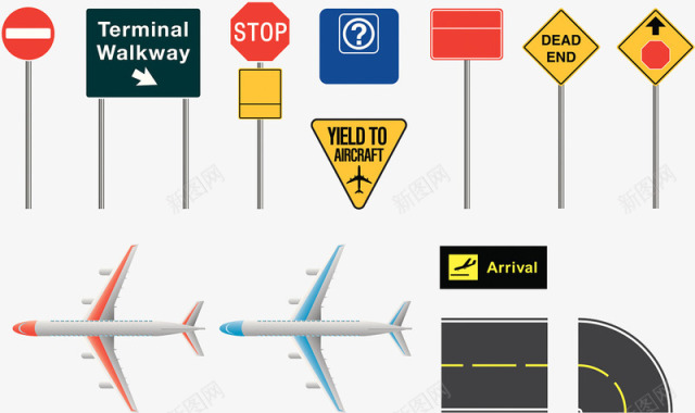 飞机场标识指示牌图标图标