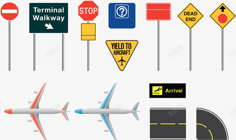 飞机场标识指示牌图标png_新图网 https://ixintu.com 指示牌 标识 飞机场 飞机跑道