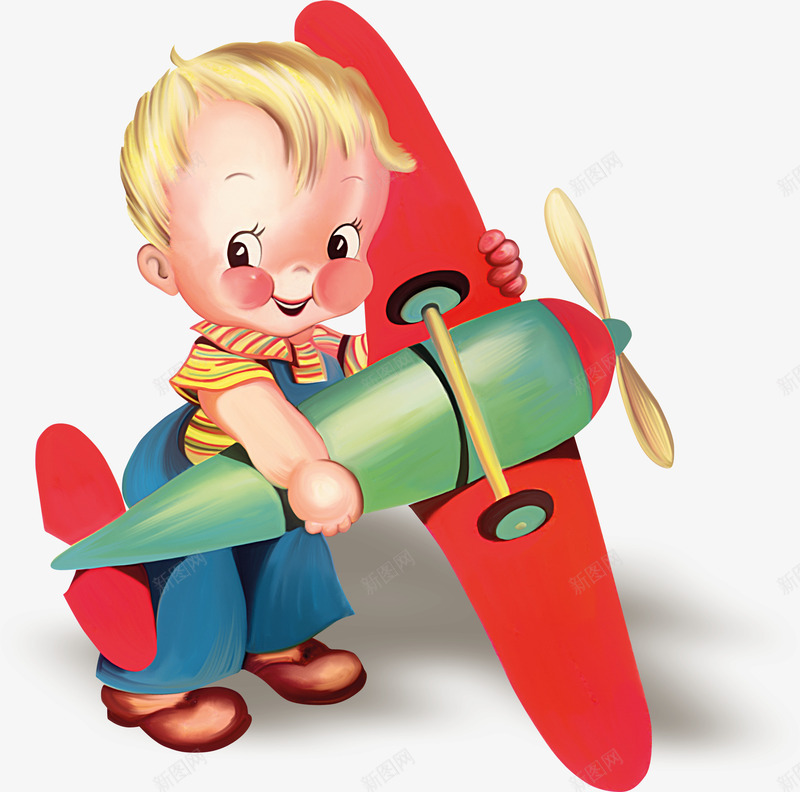 玩飞机的小男孩png免抠素材_新图网 https://ixintu.com 卡通 游戏 漫画 玩耍 男孩 飞机