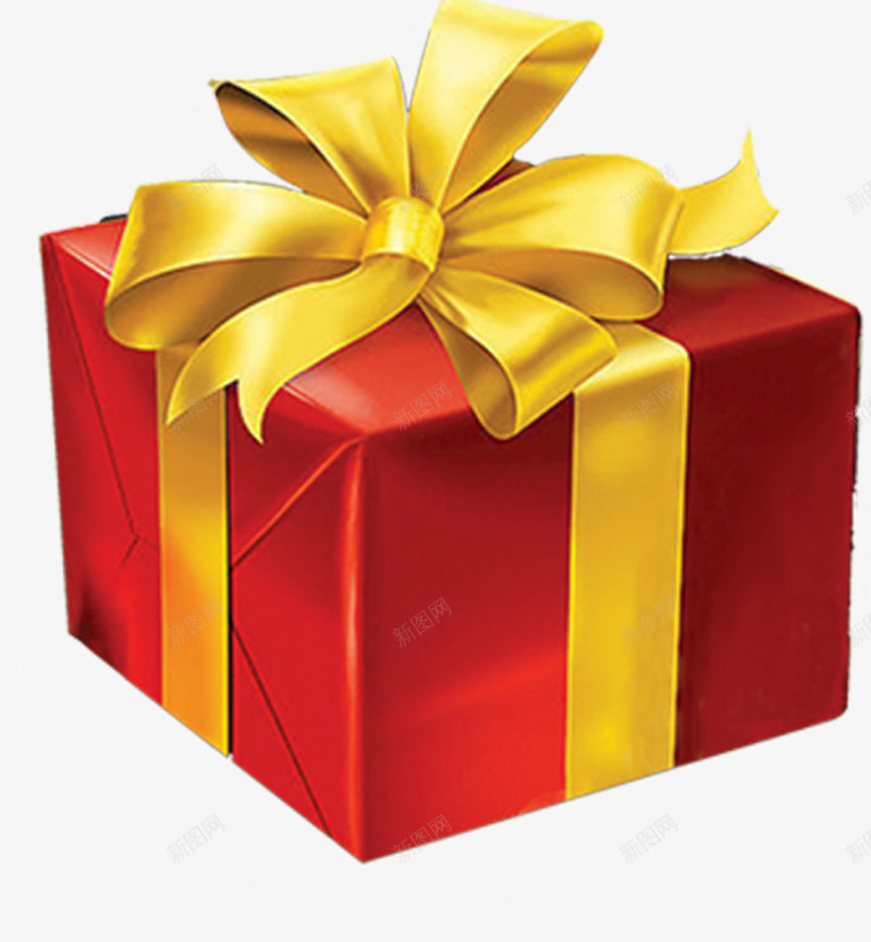 红色礼品盒金色丝带png免抠素材_新图网 https://ixintu.com 丝带 礼品盒 红色 金色