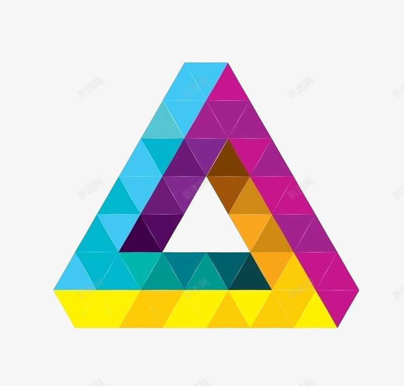 组合三角形标签png免抠素材_新图网 https://ixintu.com 几何元素 紫色 蓝色 装饰图 黄色