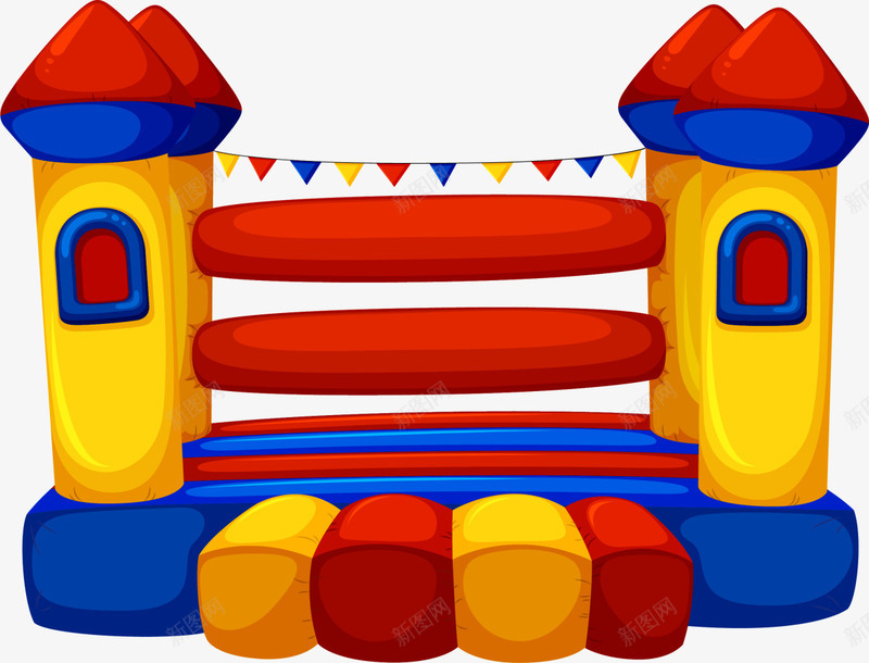 彩色立体充气城堡png免抠素材_新图网 https://ixintu.com 儿童玩具 充气城堡 游乐设施 游戏 玩耍 童年 童趣