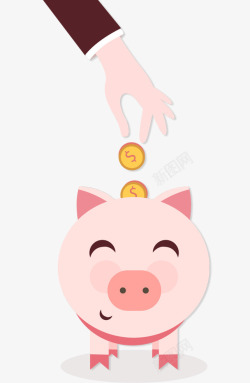 白鼻子的小猪摇钱罐银行高清图片