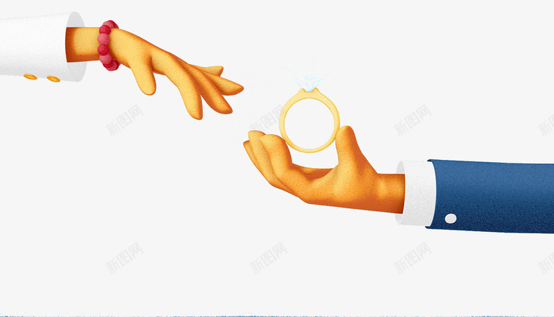 手绘戴戒指png免抠素材_新图网 https://ixintu.com 夫妻交换 戴戒指 手势 手绘手势 求婚 钻石戒指