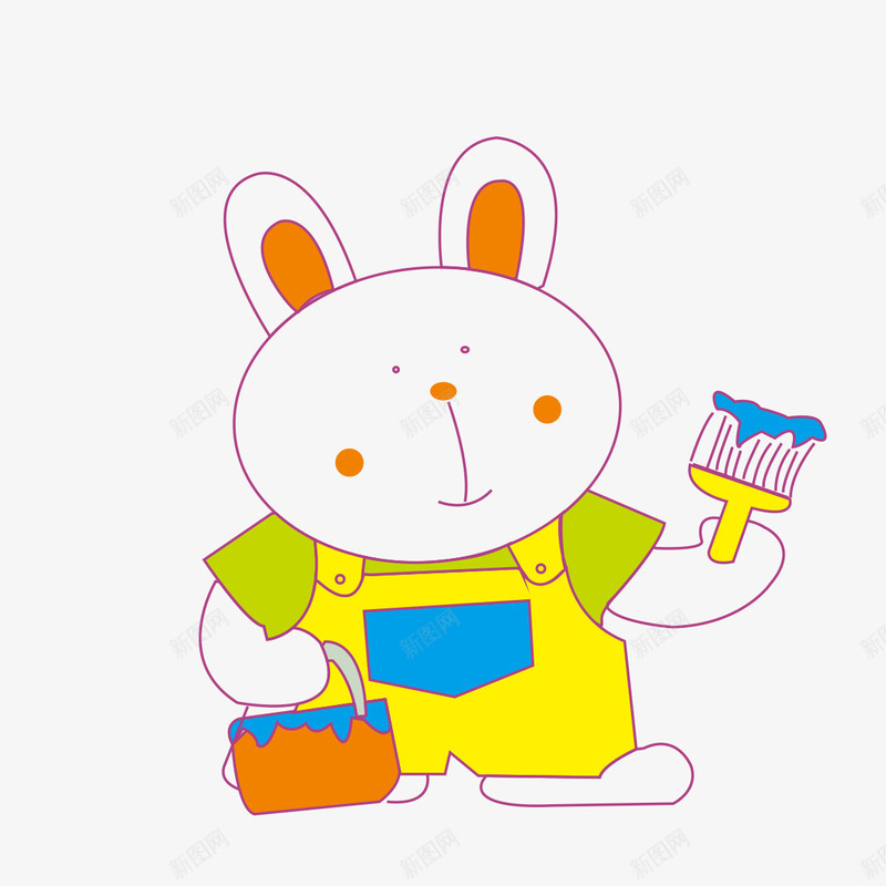 粉刷匠的卡通兔子png免抠素材_新图网 https://ixintu.com 兔子 兔子卡通 卡通 卡通兔子 粉刷