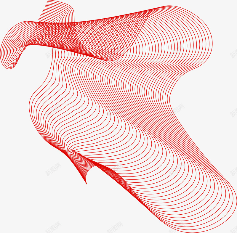 红色线条漂浮丝带png免抠素材_新图网 https://ixintu.com 丝带 漂浮 红色 线条