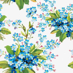 蓝色花卉矢量图素材