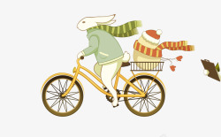 小兔子骑车彩色卡通骑车小兔子高清图片