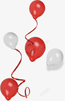 红白丝带红白色气球丝带装饰高清图片