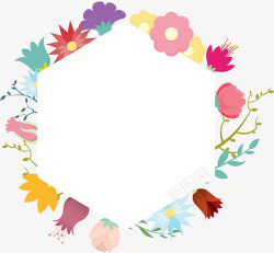 彩色花朵婚礼边框矢量图素材