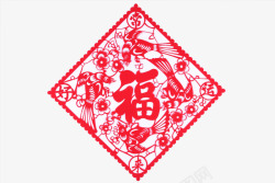 中国风红色福字门联素材
