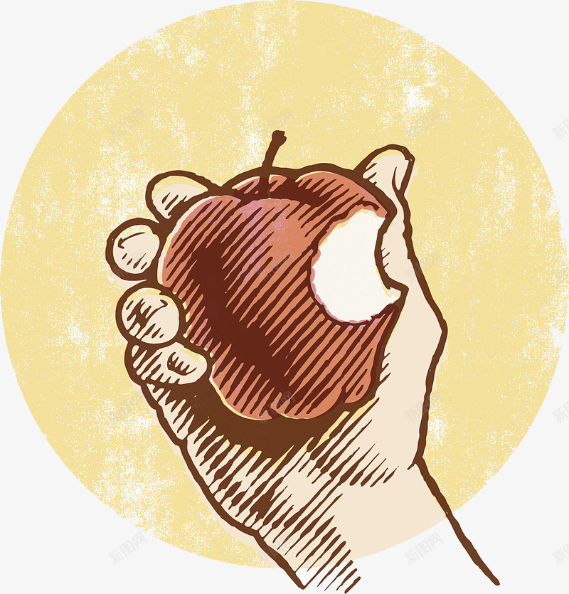吃一口苹果png免抠素材_新图网 https://ixintu.com 圆形 手拿苹果 手绘苹果 水果 红蛇果