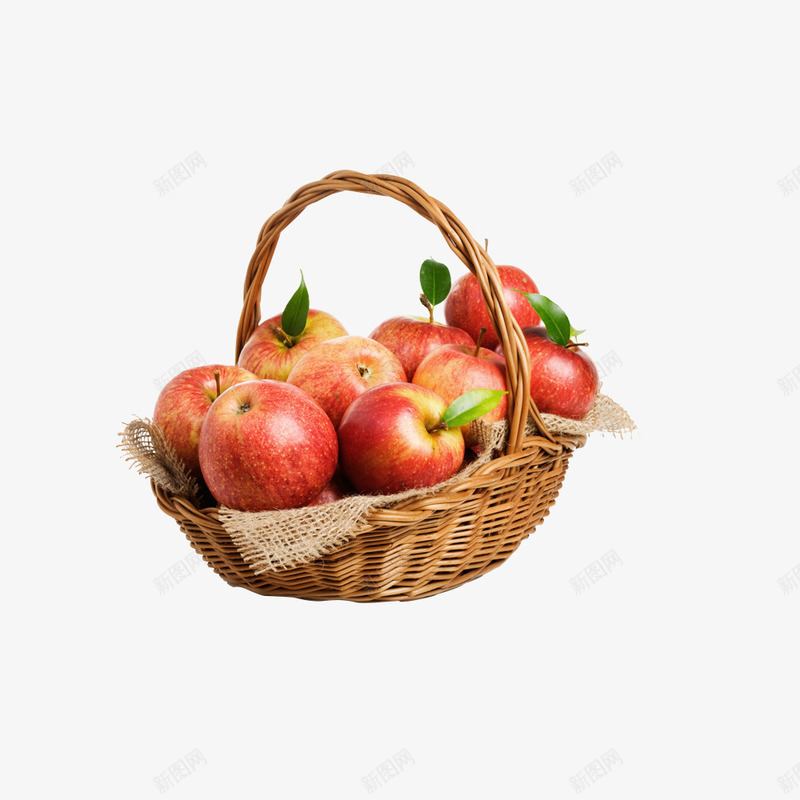 装满苹果的竹篮水果篮子png免抠素材_新图网 https://ixintu.com 水果 竹篮 篮子 苹果