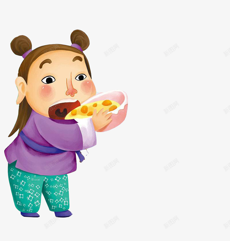 手绘吃食物的小孩png免抠素材_新图网 https://ixintu.com 古代 小孩 美味 美食 食物 餐具