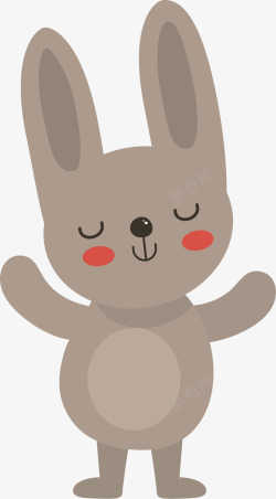 害羞的小兔灰白色小兔矢量图高清图片