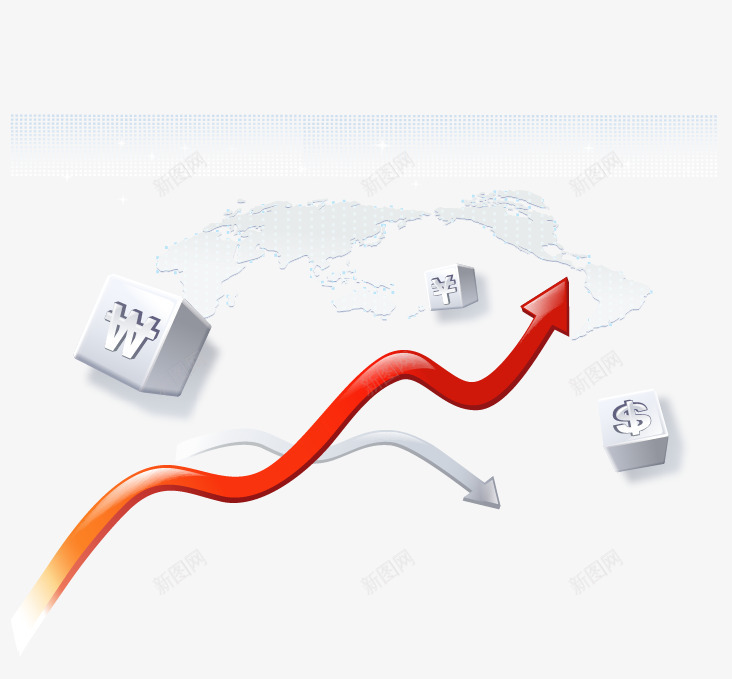 箭头红丝带png免抠素材_新图网 https://ixintu.com 丝带 冲浪 数据 箭头 网络