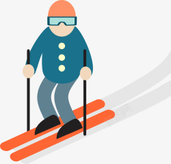 寒冷冬季滑雪的人素材