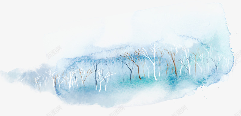 蓝色唯美冬季大树png免抠素材_新图网 https://ixintu.com 冬季 大树 蓝色