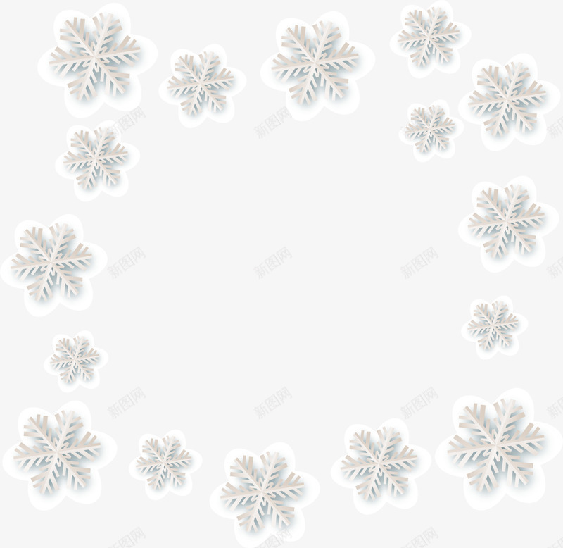 白色雪花框架png免抠素材_新图网 https://ixintu.com 免抠PNG 冬季 框架 白色 边框纹理 雪花