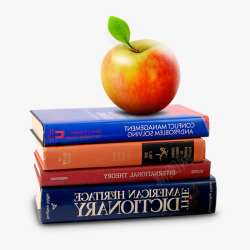 硬皮书外文书和苹果高清图片