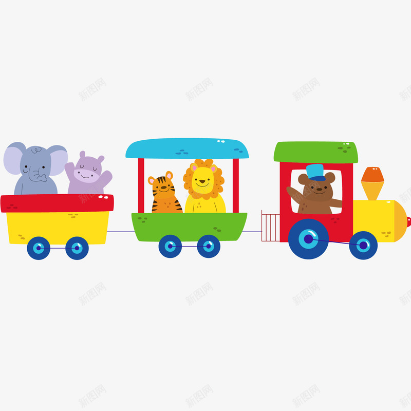 彩色装动物的玩具火车矢量图ai免抠素材_新图网 https://ixintu.com 动物 彩色 彩色玩具 火车 玩具 玩具火车 矢量图
