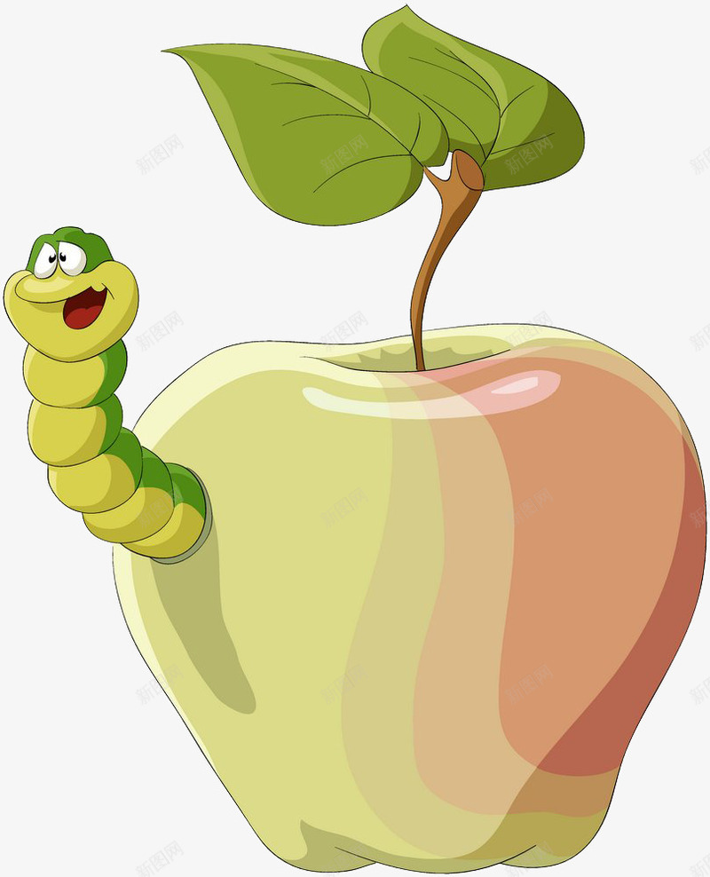 长虫子的苹果png免抠素材_新图网 https://ixintu.com 卡通苹果 可爱虫子 坏掉的苹果 手绘苹果 果虫 苹果 虫子