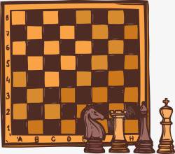 手绘复古国际跳棋素材