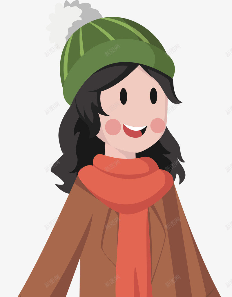 冬季戴帽子的女人png免抠素材_新图网 https://ixintu.com 冬季女人 开心 戴帽子的女人 文艺风 时尚女人 绿色帽子