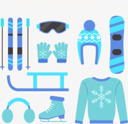 滑雪用品扁平冬季保暖矢量图高清图片