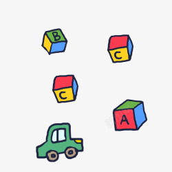 彩色的玩具车卡通彩色玩具积木小车高清图片