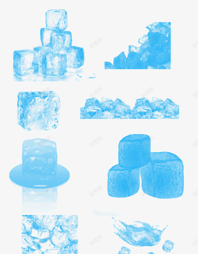 冰块透明png免抠素材_新图网 https://ixintu.com 冰块 夏季 蓝色 透明背景